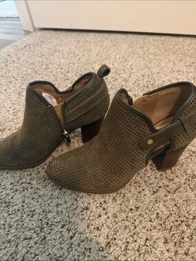 Franco Sarto Olive Perforated Slip-On Ankle Booties